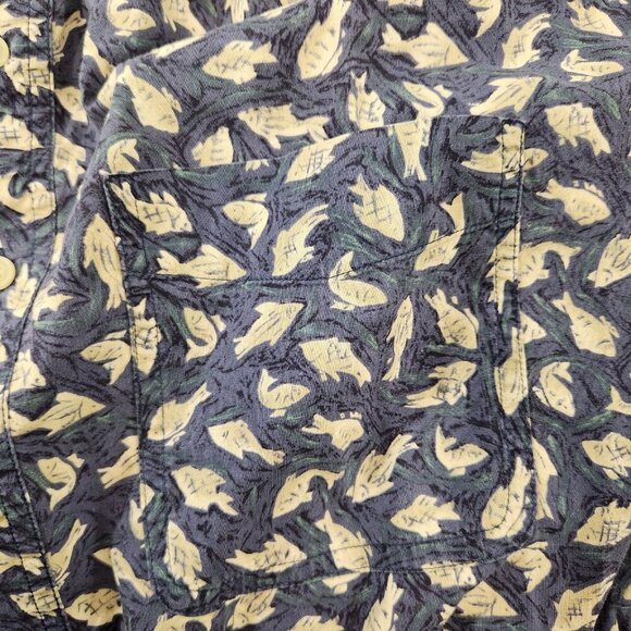 Chaps Ralph Lauren Hawaiian Fish All Over Print Vtg Button Down Mens Size Large - Picture 9 of 11